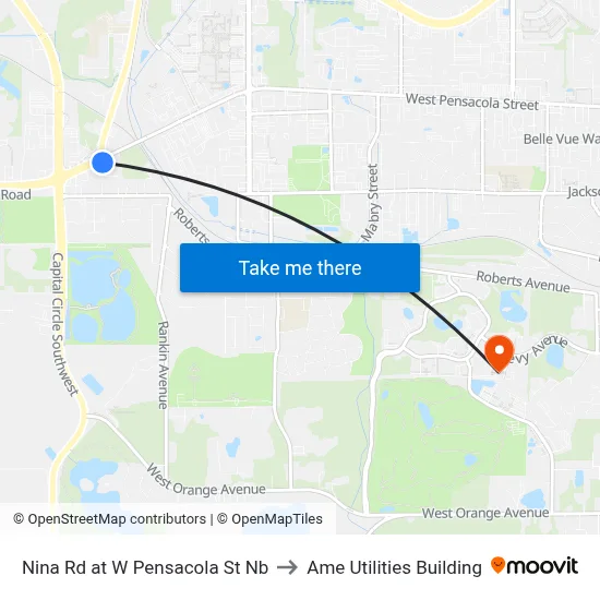 Nina Rd at W Pensacola St Nb to Ame Utilities Building map