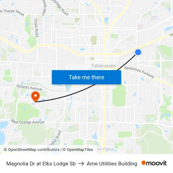 Magnolia Dr at Elks Lodge Sb to Ame Utilities Building map