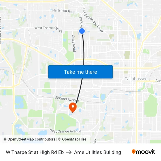 W Tharpe St at High Rd Eb to Ame Utilities Building map