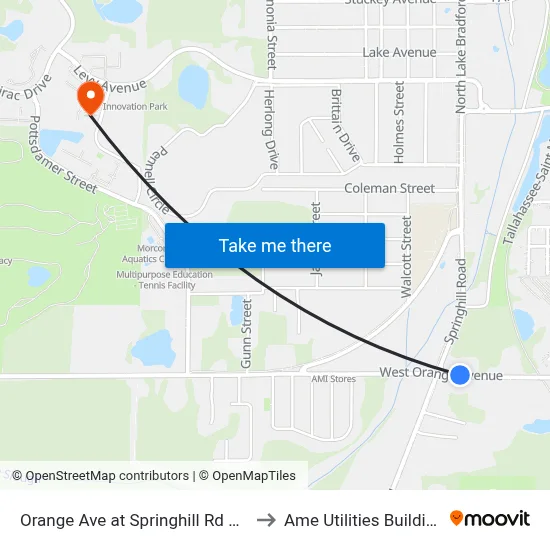 Orange Ave at Springhill Rd Wb to Ame Utilities Building map