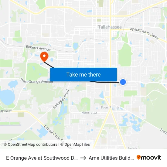 E Orange Ave at Southwood Dr Eb to Ame Utilities Building map