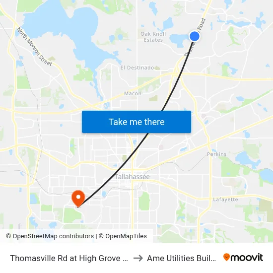 Thomasville Rd at High Grove Pl Sb to Ame Utilities Building map