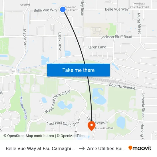 Belle Vue Way at Fsu Carnaghi Arts Wb to Ame Utilities Building map