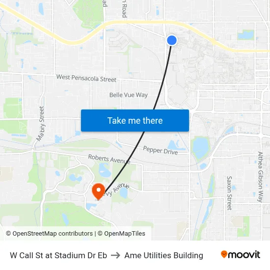 W Call St at Stadium Dr Eb to Ame Utilities Building map