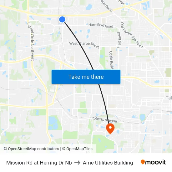 Mission Rd at Herring Dr Nb to Ame Utilities Building map