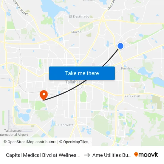 Capital Medical Blvd at Wellness Way Wb to Ame Utilities Building map