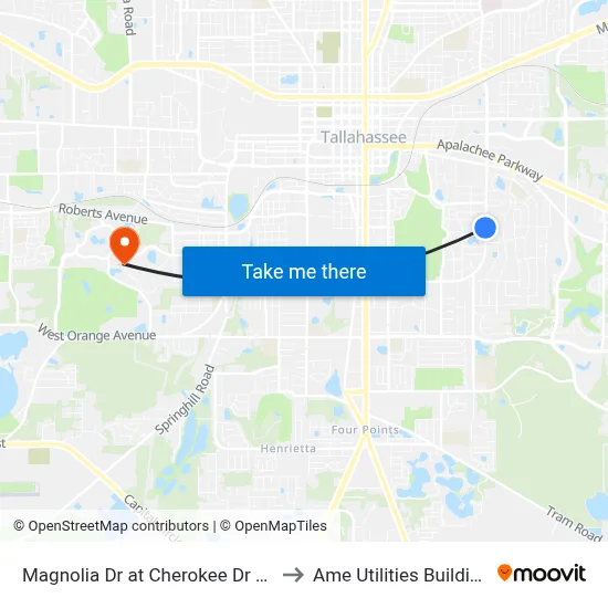 Magnolia Dr at Cherokee Dr Sb to Ame Utilities Building map
