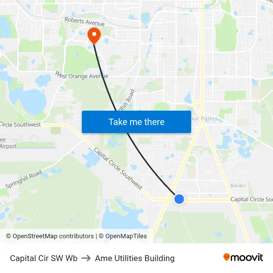 Capital Cir SW Wb to Ame Utilities Building map