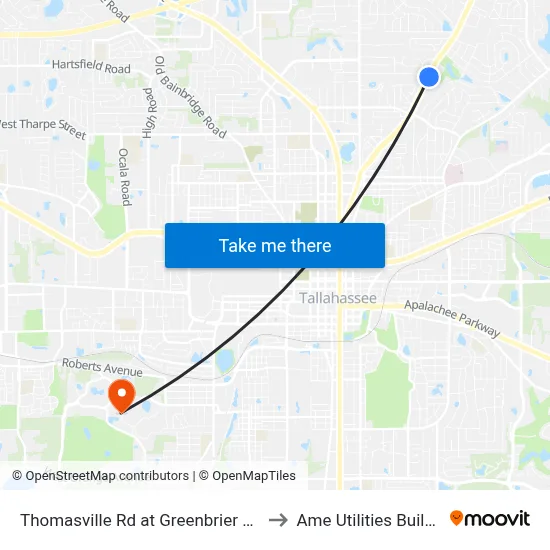 Thomasville Rd at Greenbrier Ln Nb to Ame Utilities Building map