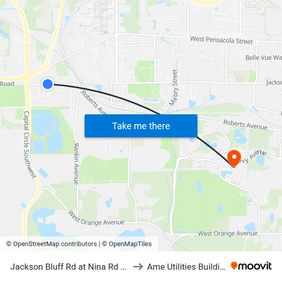 Jackson Bluff Rd at Nina Rd Wb to Ame Utilities Building map