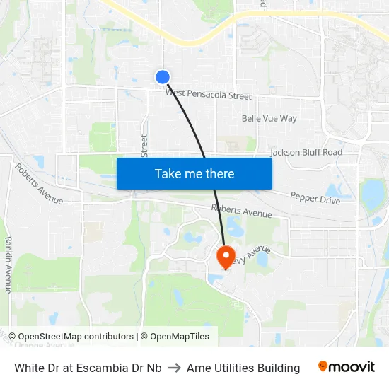White Dr at Escambia Dr Nb to Ame Utilities Building map