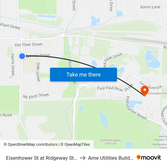 Eisenhower St at Ridgeway St Nb to Ame Utilities Building map
