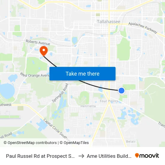 Paul Russel Rd at Prospect St Eb to Ame Utilities Building map