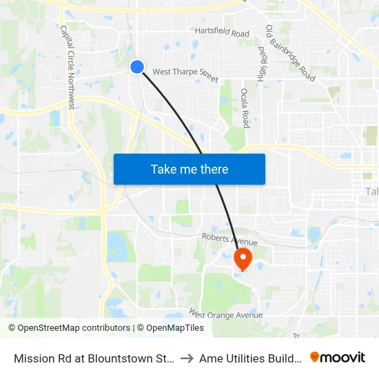 Mission Rd at Blountstown St Sb to Ame Utilities Building map