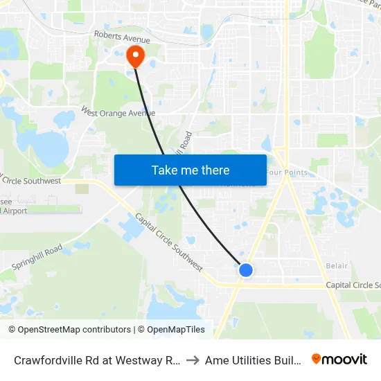 Crawfordville Rd at Westway Rd Nb to Ame Utilities Building map