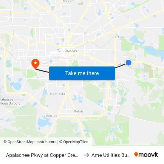 Apalachee Pkwy at Copper Creek Dr Wb to Ame Utilities Building map