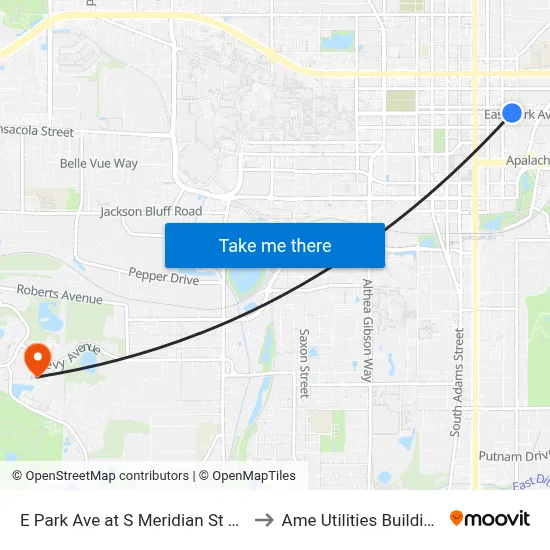 E Park Ave at S Meridian St Eb to Ame Utilities Building map