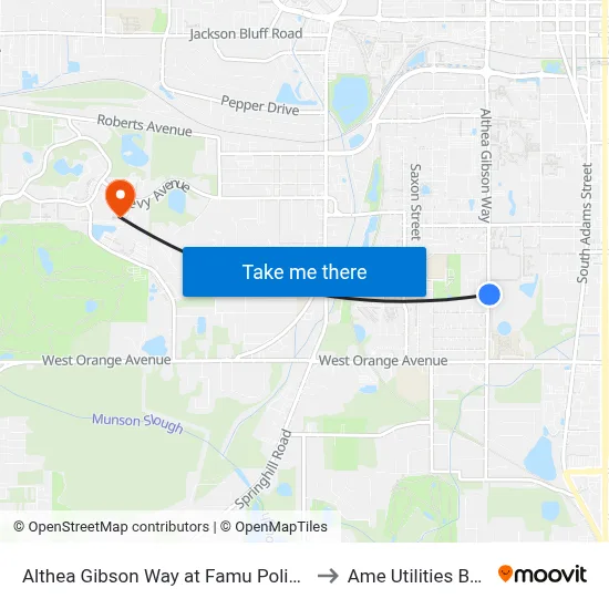 Althea Gibson Way at Famu Police Dept Nb to Ame Utilities Building map