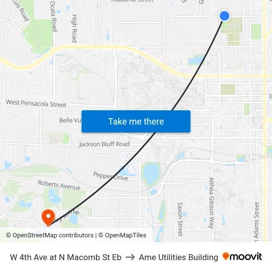 W 4th Ave at N Macomb St Eb to Ame Utilities Building map