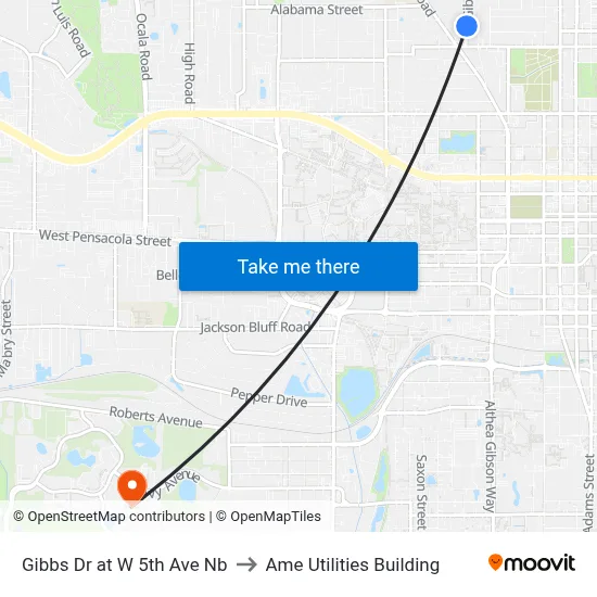 Gibbs Dr at W 5th Ave Nb to Ame Utilities Building map