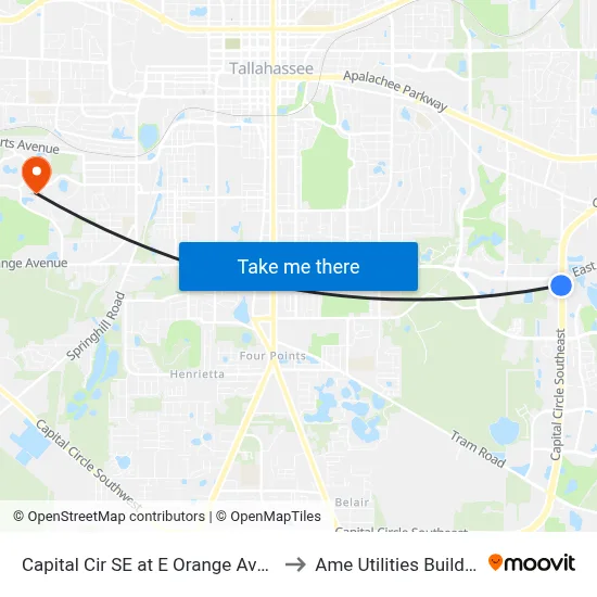 Capital Cir SE at E Orange Ave Sb to Ame Utilities Building map