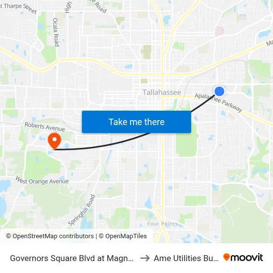 Governors Square Blvd at Magnolia Dr Eb to Ame Utilities Building map