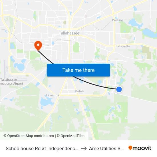 Schoolhouse Rd at Independence Landing to Ame Utilities Building map