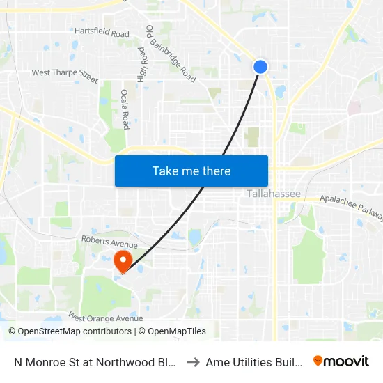 N Monroe St at Northwood Blvd Sb to Ame Utilities Building map