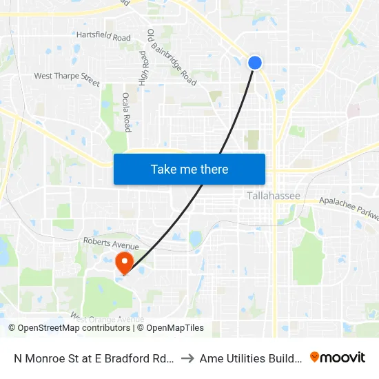 N Monroe St at E Bradford Rd Nb to Ame Utilities Building map