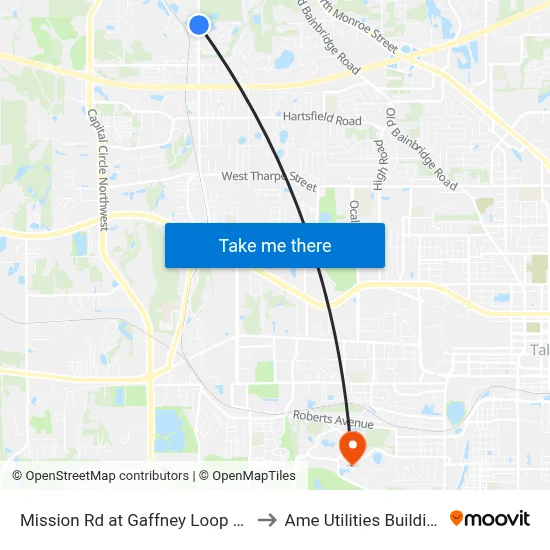 Mission Rd at Gaffney Loop Nb to Ame Utilities Building map