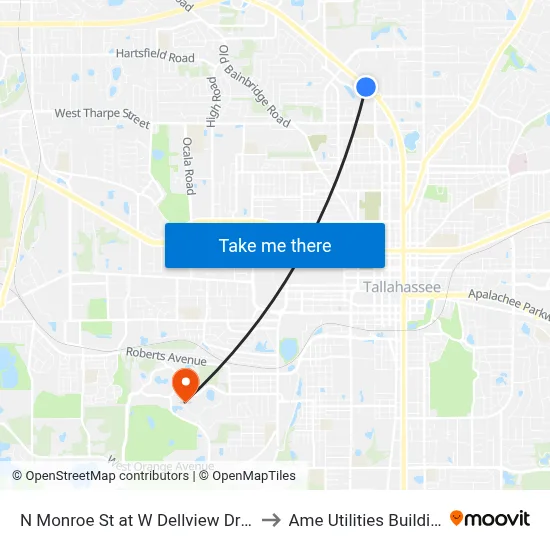 N Monroe St at W Dellview Dr Sb to Ame Utilities Building map