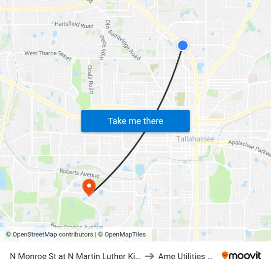 N Monroe St at N Martin Luther King Jr Blvd Sb to Ame Utilities Building map