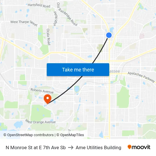 N Monroe St at E 7th Ave Sb to Ame Utilities Building map