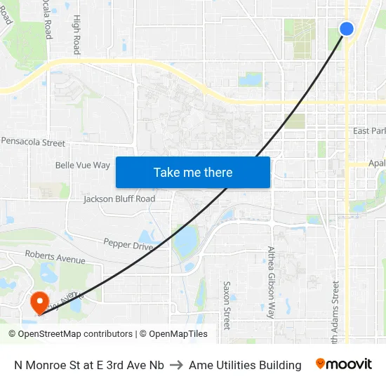 N Monroe St at E 3rd Ave Nb to Ame Utilities Building map