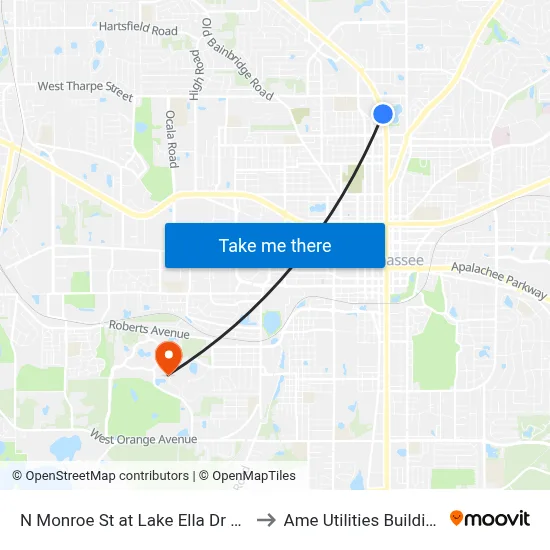 N Monroe St at Lake Ella Dr Nb to Ame Utilities Building map