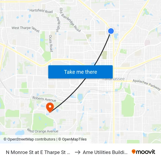 N Monroe St at E Tharpe St Nb to Ame Utilities Building map