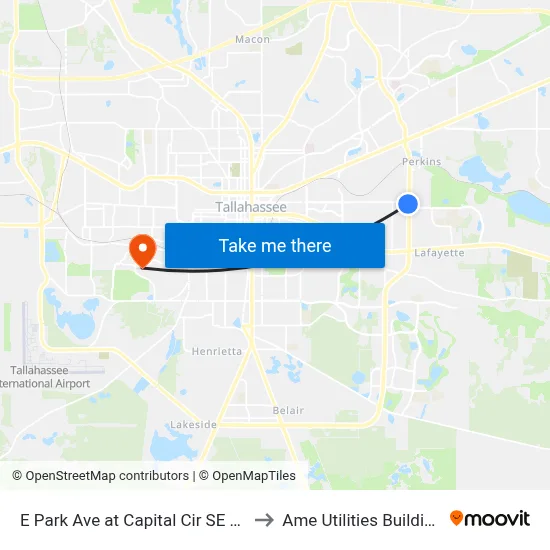 E Park Ave at Capital Cir SE Eb to Ame Utilities Building map