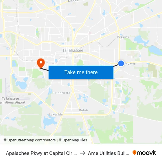 Apalachee Pkwy at Capital Cir SE Eb to Ame Utilities Building map