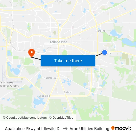 Apalachee Pkwy at Idlewild Dr to Ame Utilities Building map