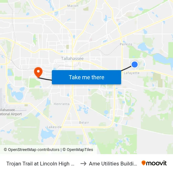 Trojan Trail at Lincoln High Wb to Ame Utilities Building map