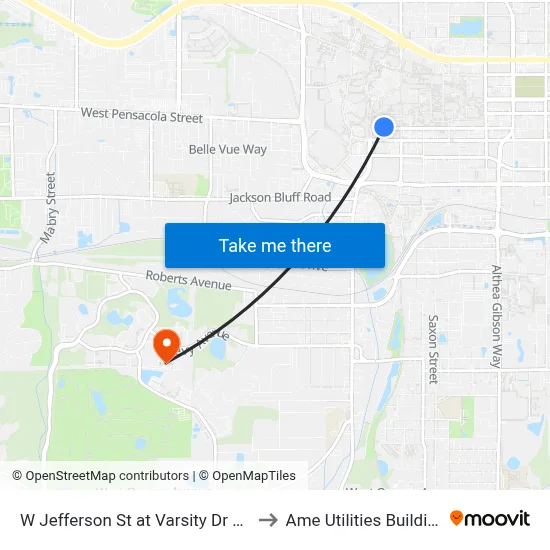 W Jefferson St at Varsity Dr Wb to Ame Utilities Building map