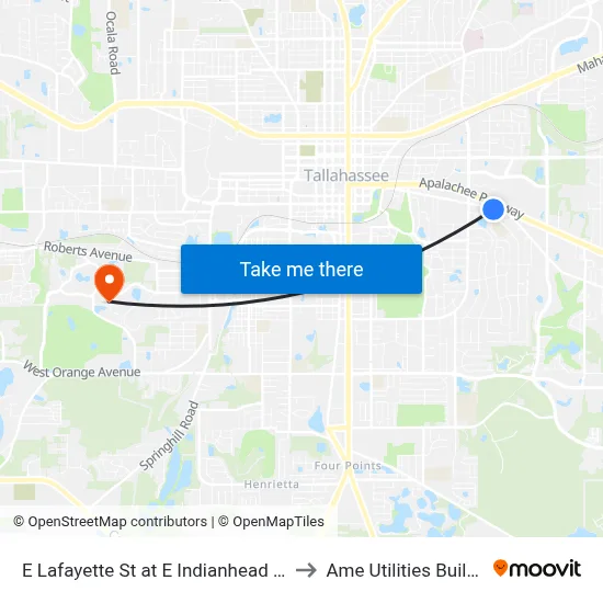 E Lafayette St at E Indianhead Dr Eb to Ame Utilities Building map