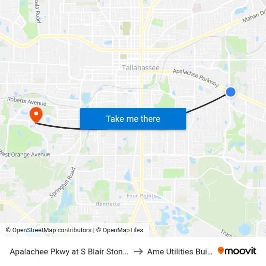Apalachee Pkwy at S Blair Stone Rd Eb to Ame Utilities Building map