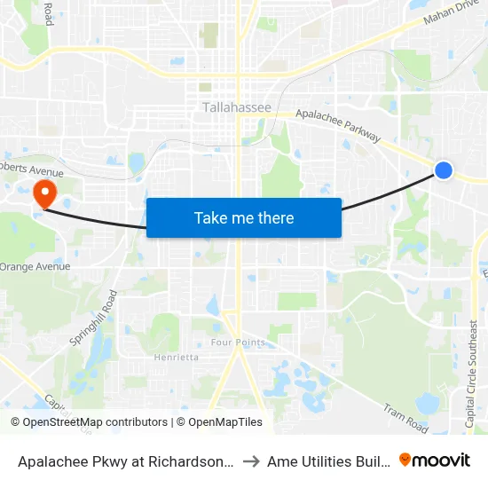 Apalachee Pkwy at Richardson Rd Eb to Ame Utilities Building map