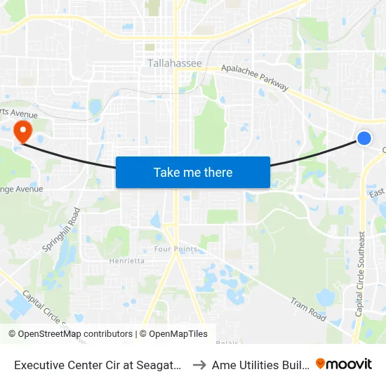 Executive Center Cir at Seagate Dr Nb to Ame Utilities Building map