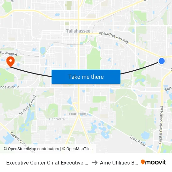 Executive Center Cir at Executive Center Dr Nb to Ame Utilities Building map