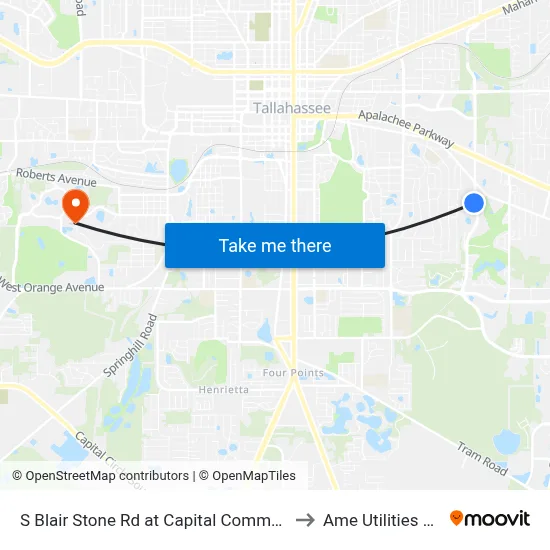 S Blair Stone Rd at Capital Commerce Center Sb to Ame Utilities Building map