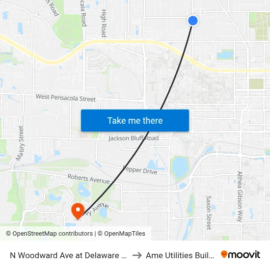 N Woodward Ave at Delaware St Nb to Ame Utilities Building map