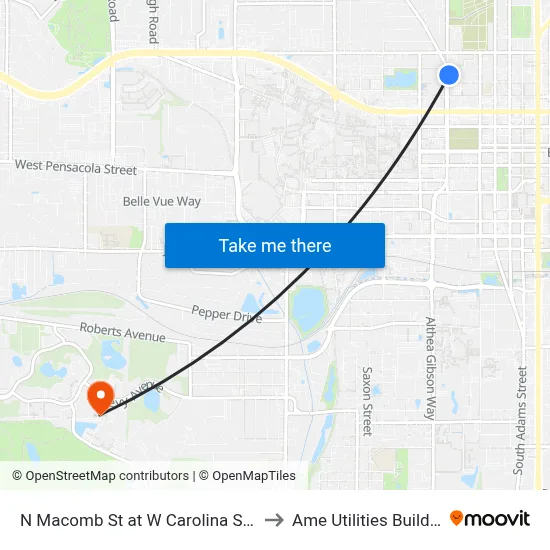 N Macomb St at W Carolina St Nb to Ame Utilities Building map