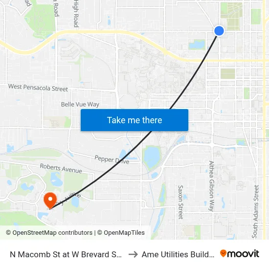 N Macomb St at W Brevard St Sb to Ame Utilities Building map